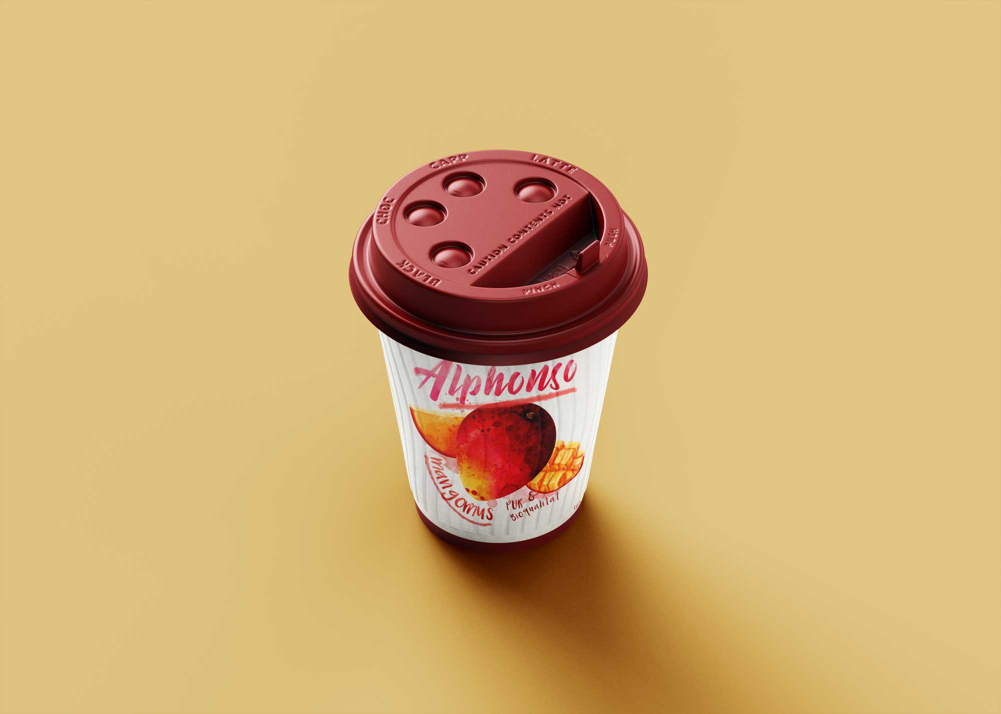 Mango juice Cup Label Mockup