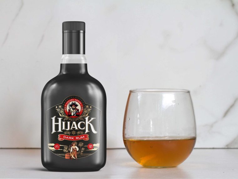 Hijack Dark Rum Bottle Mockup